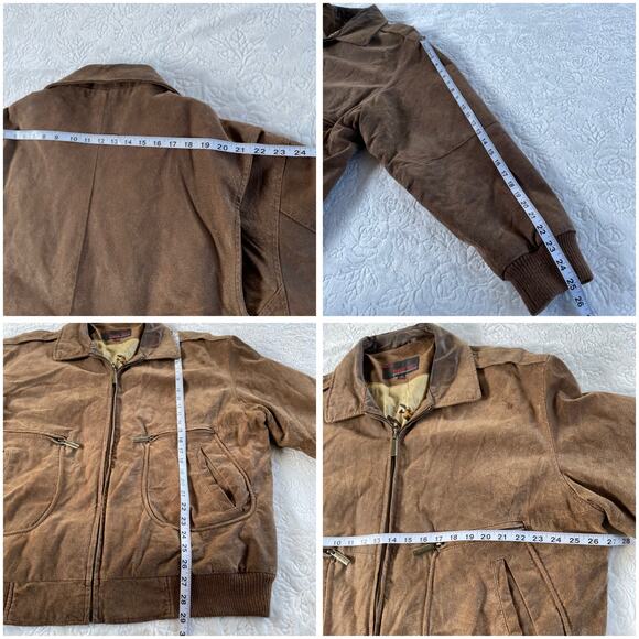 🔥VTG Phase Two Genuine Leather Bomber Aviator Pilot Jacket USA Map Lined Mens - Picture 16 of 16